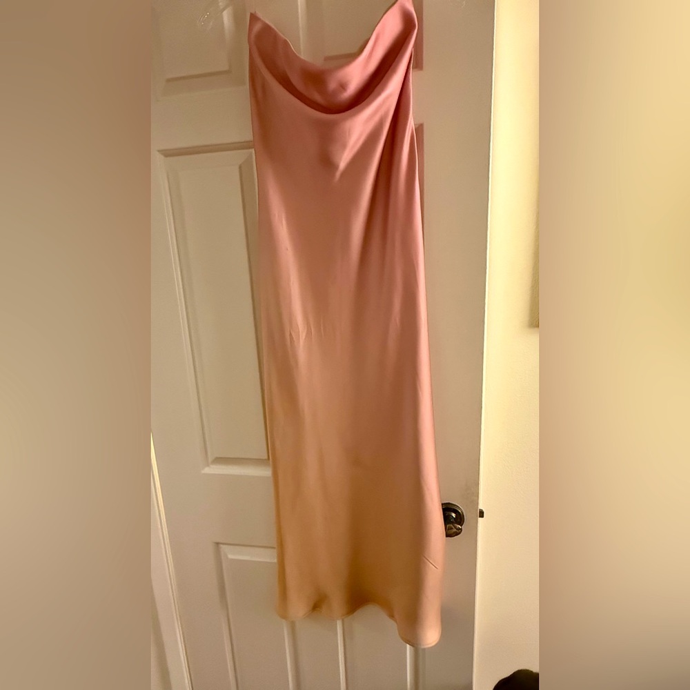 Pink Ombré Satin Midi Skirt